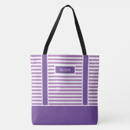 Personalisierte Lila und weiße Streifen Tasche