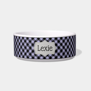 Personalisierte lila violette und schwarze kariert napf
