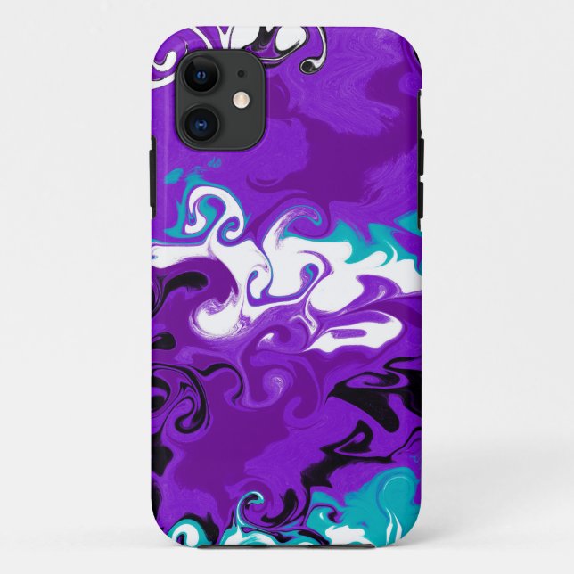 Personalisierte Lila Waves Fluid Art Case-Mate iPhone Hülle (Rückseite)
