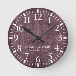 Personalisierte Lila Weine Textur Runde Wanduhr