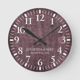 Personalisierte Lila Weine Textur Runde Wanduhr