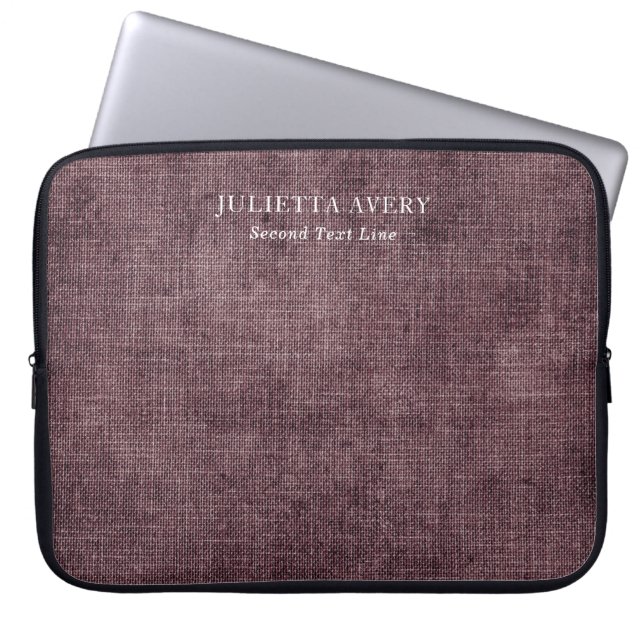 Personalisierte Lila Weinleine Rustikale Textur Laptopschutzhülle (Vorderseite)