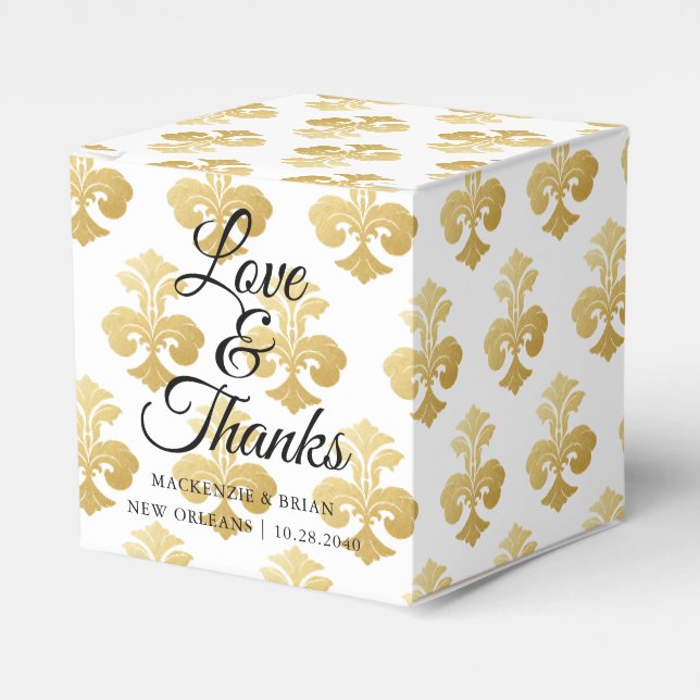 Personalisierte Lilie Gold Wedding Geschenkschachtel (Vorderseite)
