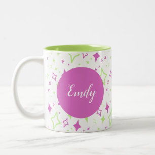 Personalisierte Limone Lila Tasse mit Sternen