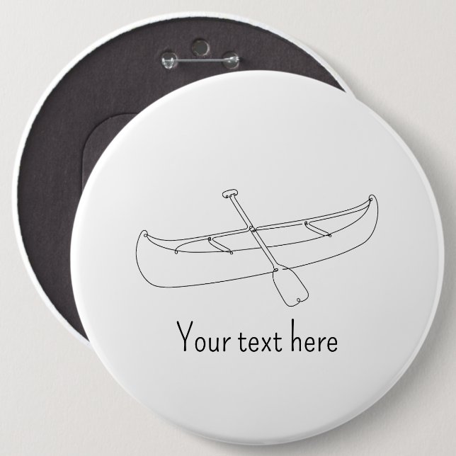 Personalisierte Linienkunst-Kanu-Button Button (Vorne & Hinten)