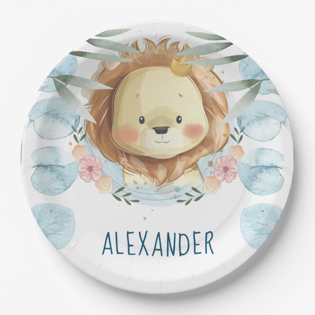Personalisierte Lion Illustration Pappteller (Vorderseite)