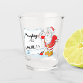 Personalisierte Liste des Weihnachtsmanns Schnapsglas
