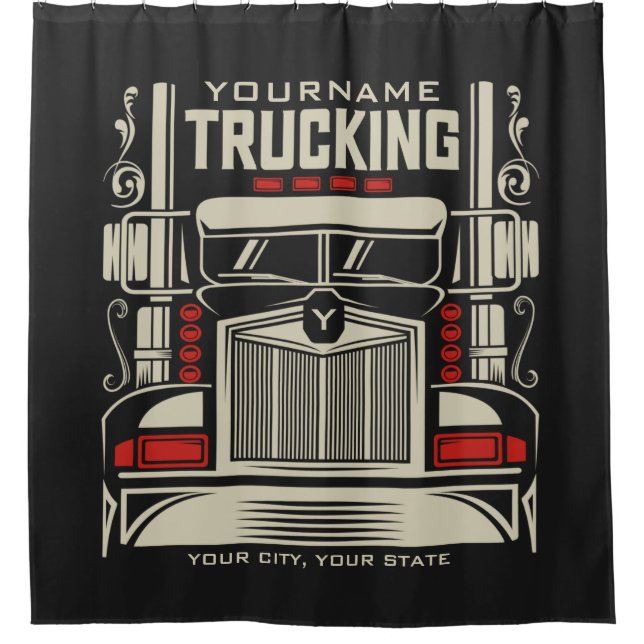 Personalisierte LKWing 18 Rad BIG RIG LKW Duschvorhang (Vorderseite)
