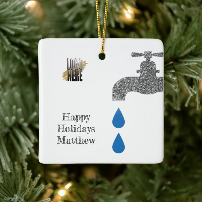 Personalisierte Logo Plumbing Handyman Builder wei Keramikornament (Baum)