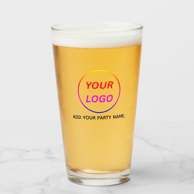 Personalisierte Logo- und Text-Biergläser Glas (Vorne (Gefüllt))