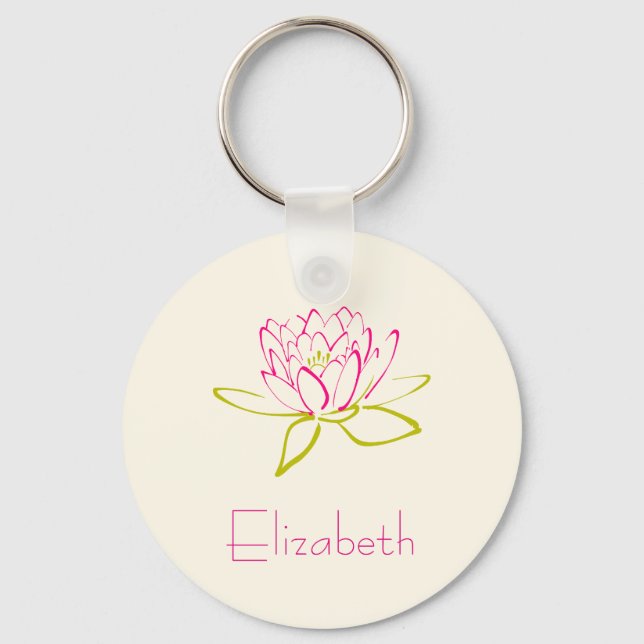 Personalisierte Lotus Blume/Wasserlilie Schlüsselanhänger (Vorderseite)