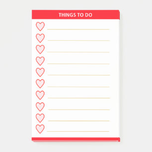 Personalisierte Love Hearts Dinge zu tun Post-it Klebezettel