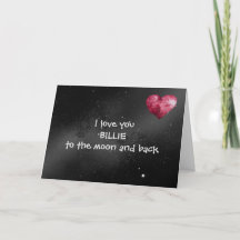 Personalisierte Love You to the Moon - Klappkarte