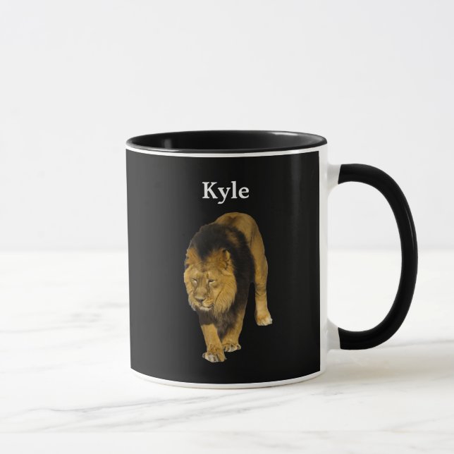 Personalisierte Löwe aus Schwarz Tasse (Rechts)