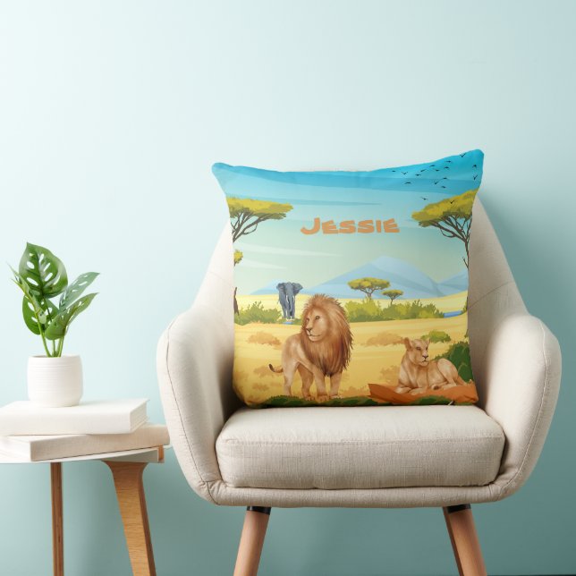 Personalisierte Löwen auf der Savannah Kissen (Stuhl )