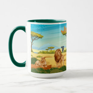 Personalisierte Löwen auf der Savannah Tasse