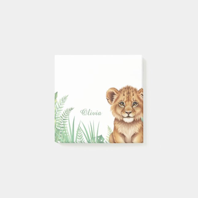 Personalisierte Löwen-Safari-Haftnotizen Post-it Klebezettel (Vorderseite)