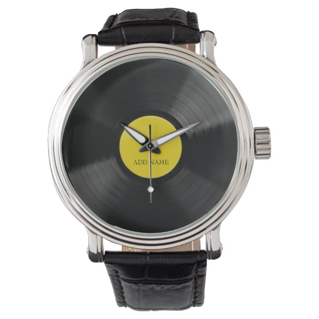 Personalisierte LP Vinyl Record Watch Armbanduhr (Vorderseite)