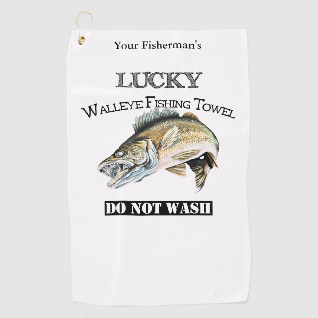 Personalisierte Lucky Walleye Angeltuch Golfhandtuch (Vorderseite)