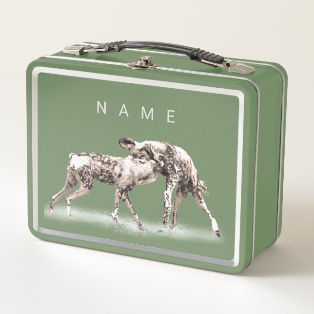 Personalisierte Lunchbox für afrikanische Wildhund (Vorderseite)