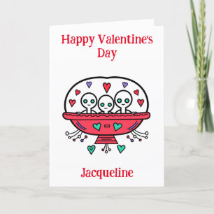 Personalisierte Lustige Alien Valentinstagskarte Feiertagskarte