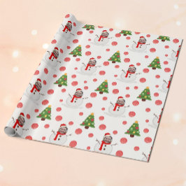 Personalisierte lustige Gesicht Foto Schneemann Pa Geschenkpapier