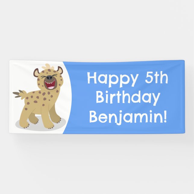 Personalisierte lustige Hyäne lacht Cartoon Geburt Banner (Horizontal)
