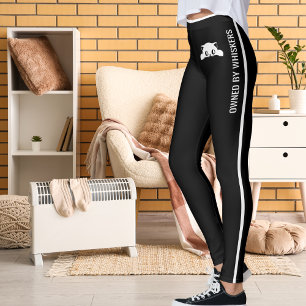 Personalisierte lustige Katzen Haustiere Schwarz-W Leggings