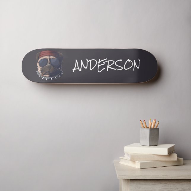 Personalisierte lustige niedliche I Liebe Mops Skateboard (Wandkunst (Horz))