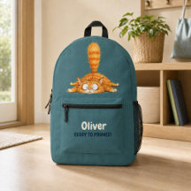 Personalisierte Lustige Orange Katze Petrol Blau J