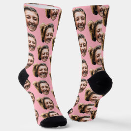 Personalisierte lustige rosa individuelle Gesichts Socken