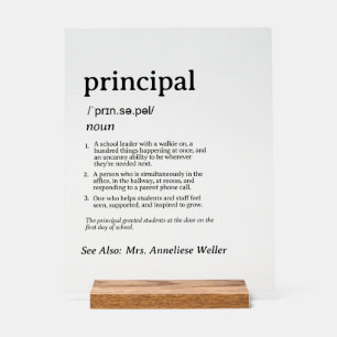 Personalisierte lustige Schulleiter-Definition Acrylschild