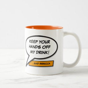 Personalisierte lustige Sprechblase aus einem Comi Zweifarbige Tasse