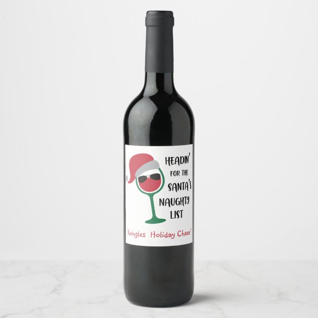 Personalisierte, lustige Weihnachten, Weihnachten  Weinetikett (Vorderseite)