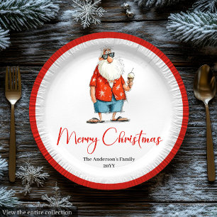 Personalisierte lustige Weihnachtsmann-Weihnachtsd Pappteller