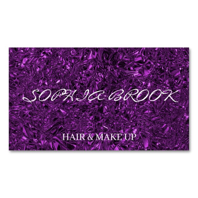 Personalisierte luxuriöse, violett zerkleinerte Fo Magnetische Visitenkarte (Vorderseite)