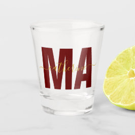 Personalisierte MA Masters of Arts Maroon & Gold Schnapsglas