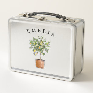Personalisierte Mädchen-Metall-Lunchbox-Zitronenba Metall Brotdose