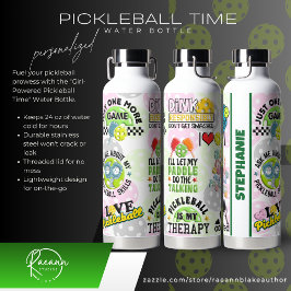 Personalisierte "Mädchen-power-Zeit im Pickleball" Trinkflasche