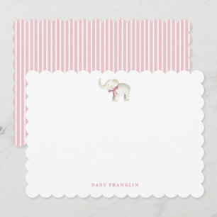 Personalisierte Mädchen-Schreibwaren-Elefanten-Bab Dankeskarte