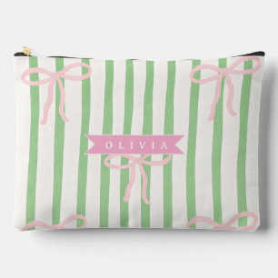 Personalisierte Mädchenhafte Kokette Grüne Streife Zubehörtasche