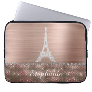 Personalisierte Mädchenhafte Roségold-Diamant-Glit Laptopschutzhülle