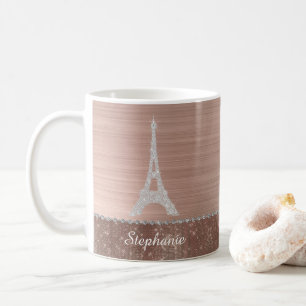 Personalisierte Mädchenhafte Roségold-Diamant-Spar Kaffeetasse