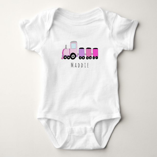 Personalisierte Mädchenlokomotive mit Namen Baby Strampler (Vorderseite)