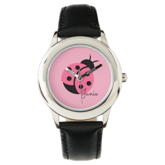 personalisierte Mädchenuhr "Little Ladybug" Armbanduhr (Vorderseite)