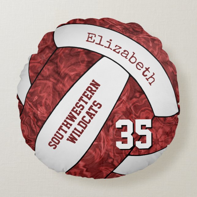 personalisierte Mädels Volleyball Rundes Kissen (Vorderseite)