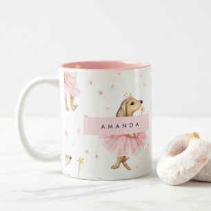 Personalisierte magische Dackel Hund in Rosa Zweifarbige Tasse