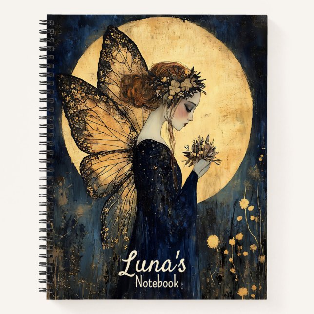 Personalisierte Magische Nacht Faia mit Goldenem M Notizbuch (Vorderseite)