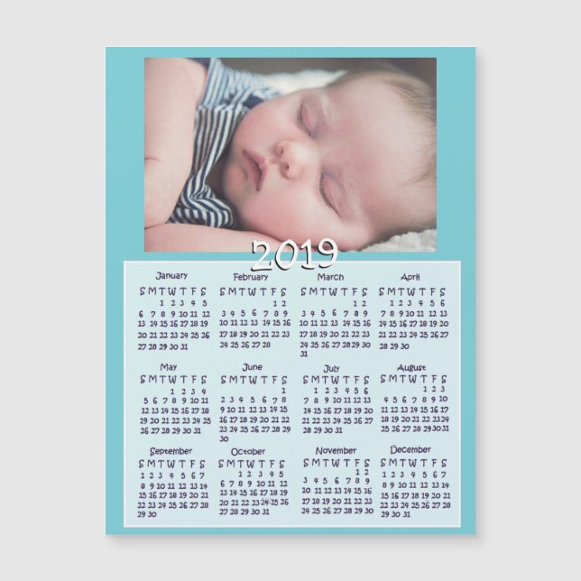 Personalisierte Magnet-Kalender 2019 Baby Foto Magnetkarte (Vorderseite)