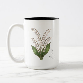 Personalisierte Maiglöckchen-Geburtsblume  Zweifarbige Tasse